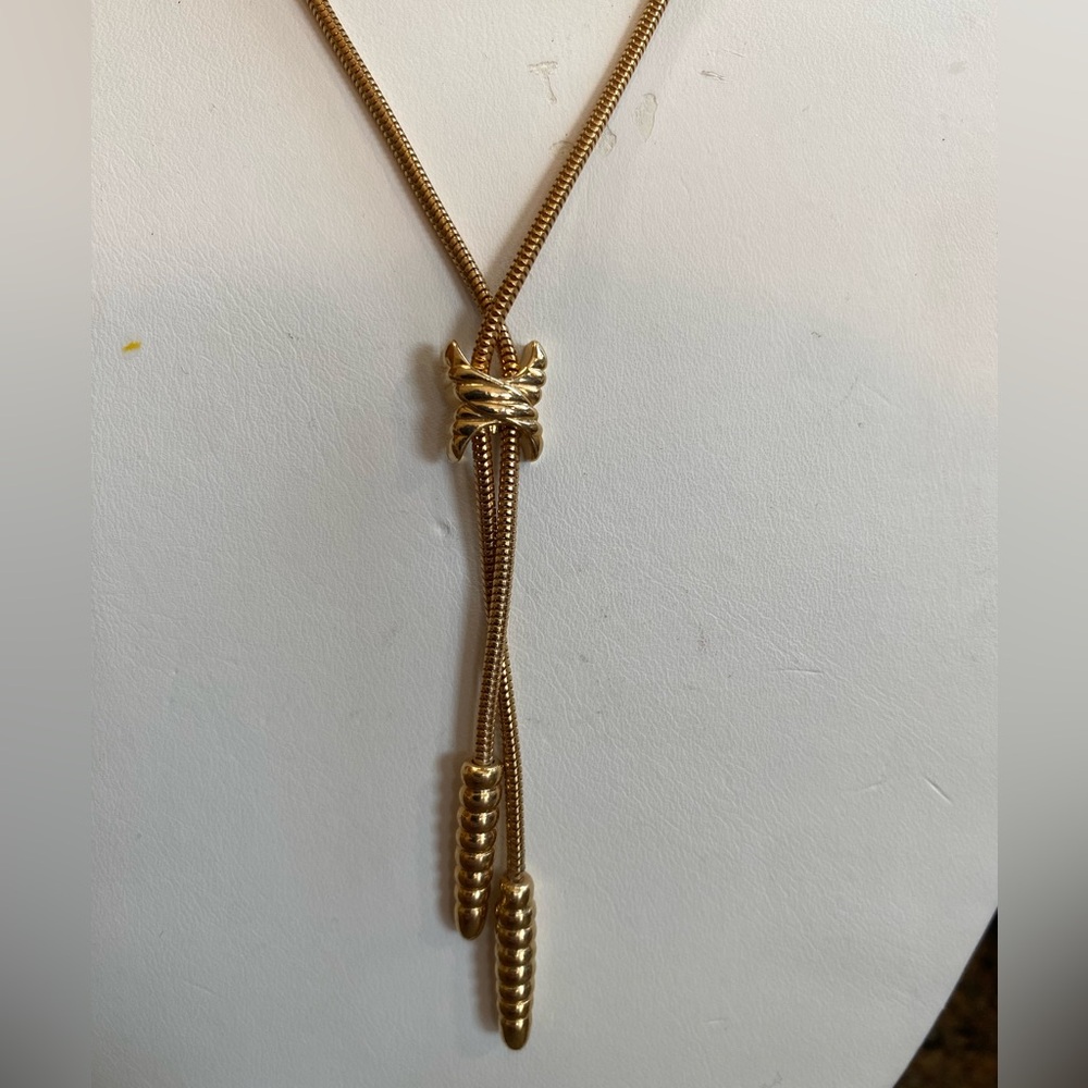 Vintage gold-tone Artistry stationary lariat Snake Chain necklace - Picture 2 of 5